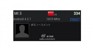 Xiaomi Mi3 Antutu benchmark real
